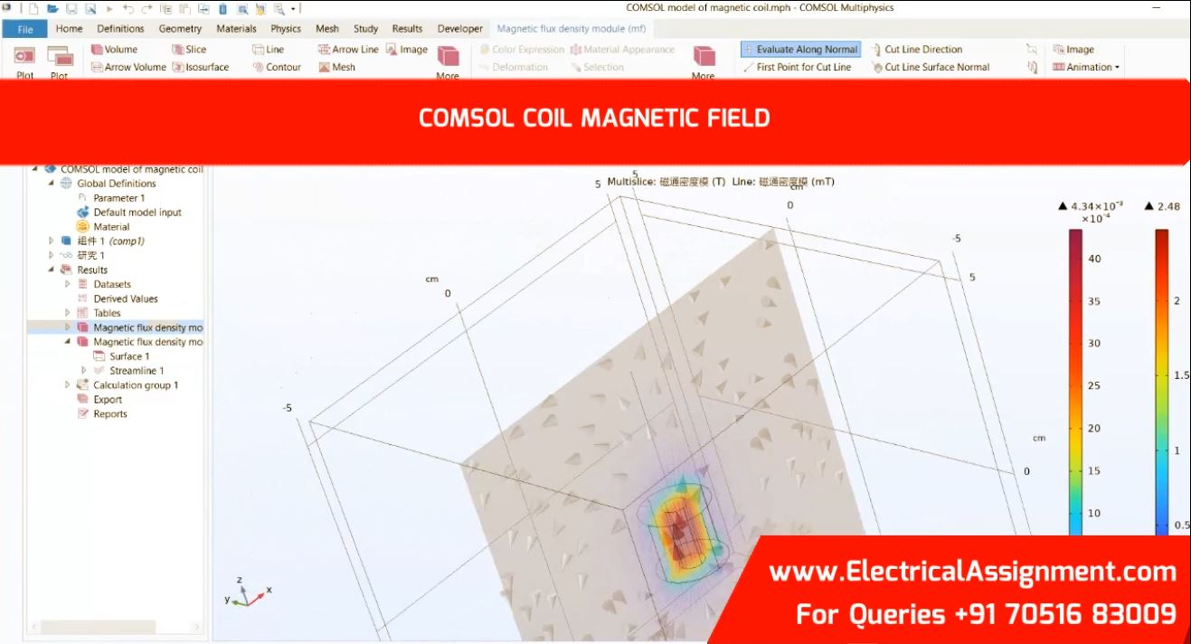 Electromagnetic Field Distribution in Magnetic Coil COMSOL screenshot 8